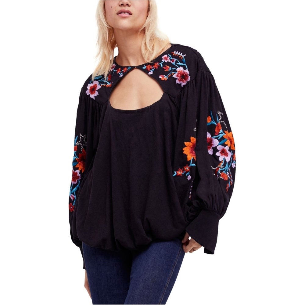 NWT Free People embroidered floral blouse